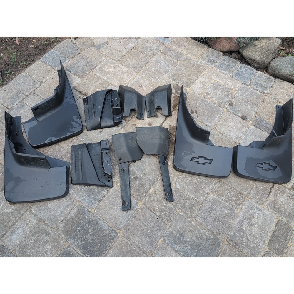 GM Chevrolet Silverado OEM Black Mud Flaps Splash Guards Factory Bowtie